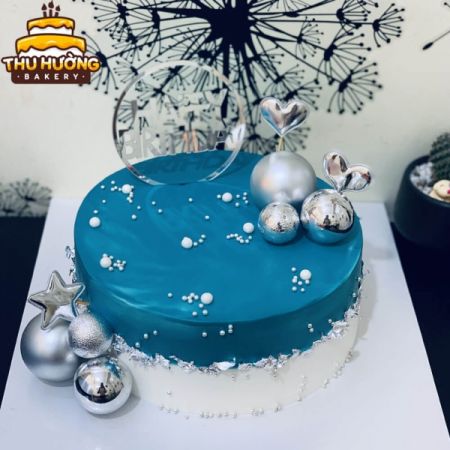 Bánh sinh nhật đẹp tone xanh